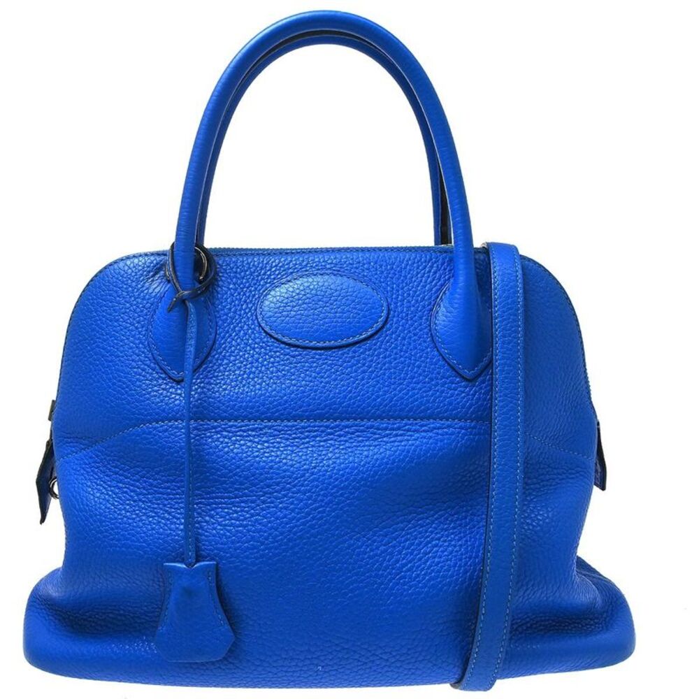 Hermes Bolide Clemence Blue Leather Handbag